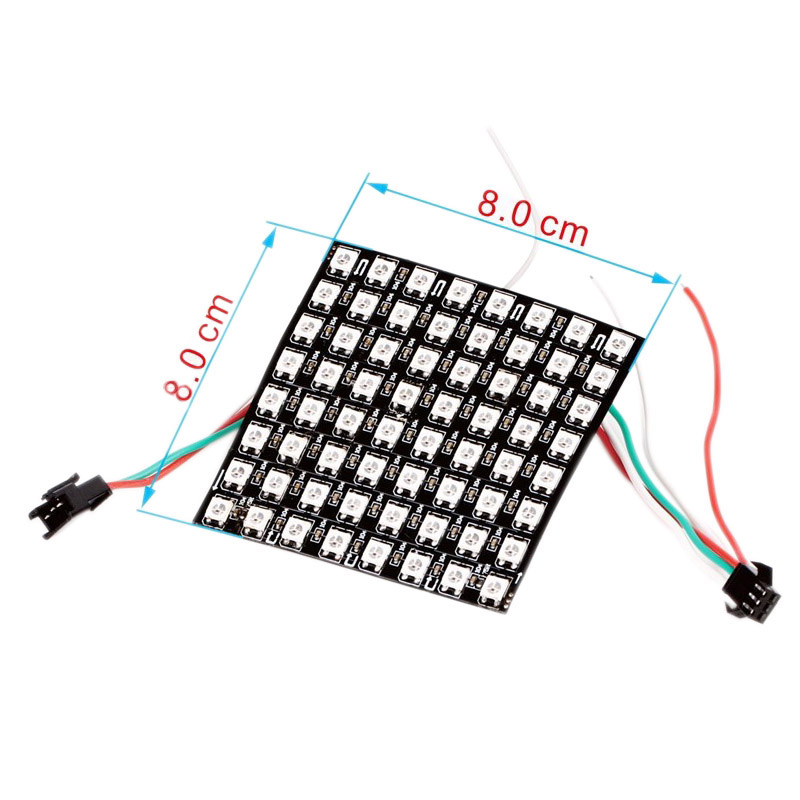 DC5V 0.26x0.26Ft WS2812B Full Color Digital Addressable Flexible LED Display Screen - Built in 64 Pixel Dot Matrix Display DC5V 0.26x0.26Ft WS2812B Full Color Digital Addressable Flexible LED Display Screen - Built in 64 Pixel Dot Matrix Display